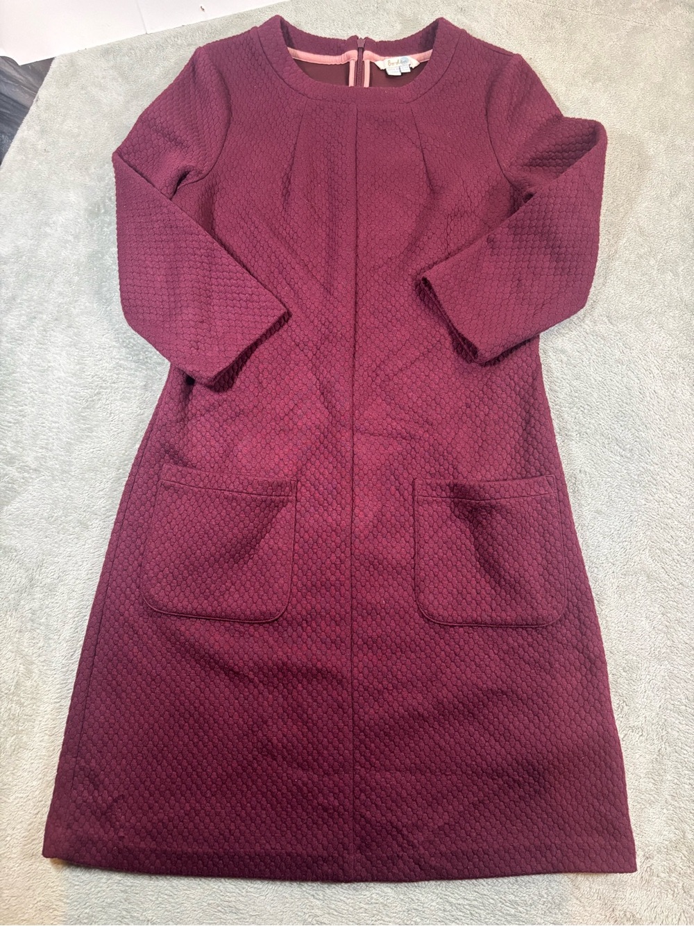 Boden Maroon Jasmine Ottoman Jersey Shift Dress Pockets 6R